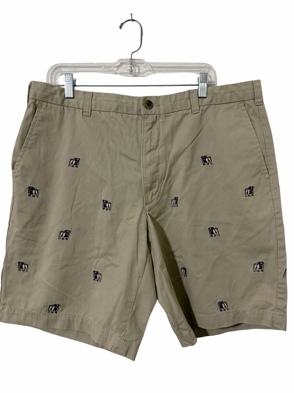 Khaki shorts with bulldogs